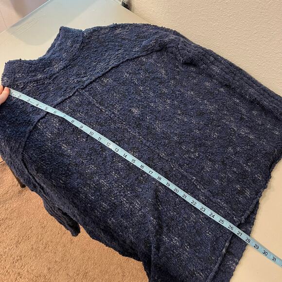 Free People Blue Chunky Knit Nightingale Oversized Pullover Sweater Size Large - Picture 9 of 13